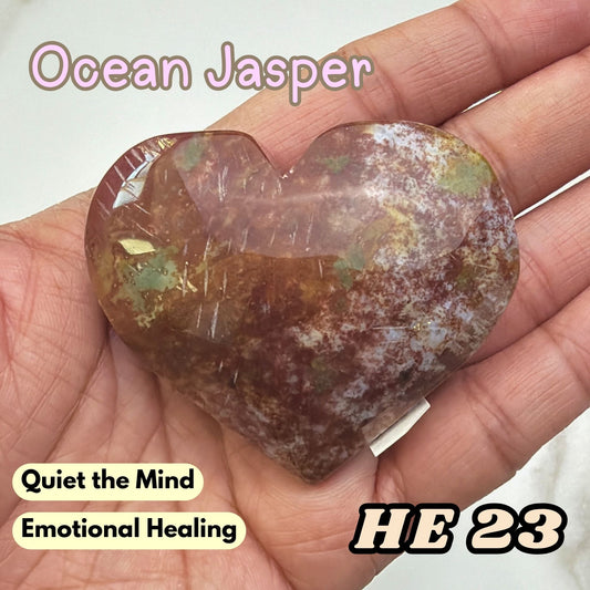 Ocean Jasper Heart Crystal Carving | He23