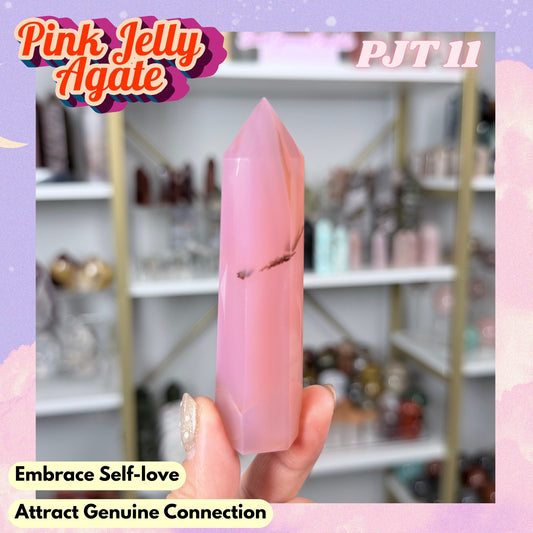 Pink Jelly Agate Tower (Color-Enhanced Crystal) | PJT11