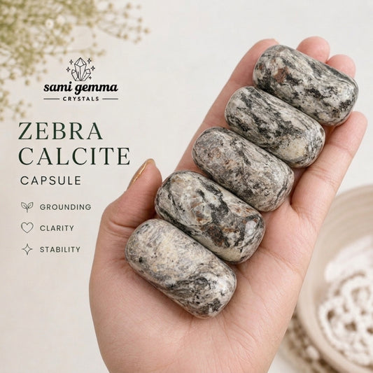 Zebra Calcite Capsule | XL Tumbles | Intuitively Chosen