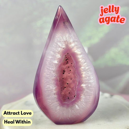 Pink Purple Jelly Agate Druzy Flame (Color-Enhanced Crystal) | PJF3