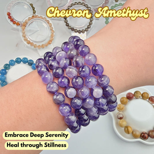 Chevron Amethyst 8mm Bracelet
