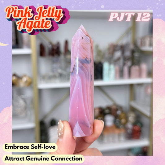 Pink Jelly Agate Tower (Color-Enhanced Crystal) | PJT12