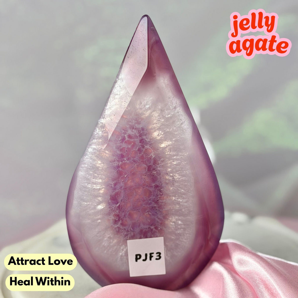 Pink Purple Jelly Agate Druzy Flame (Color-Enhanced Crystal) | PJF3