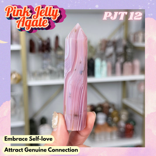 Pink Jelly Agate Tower (Color-Enhanced Crystal) | PJT12