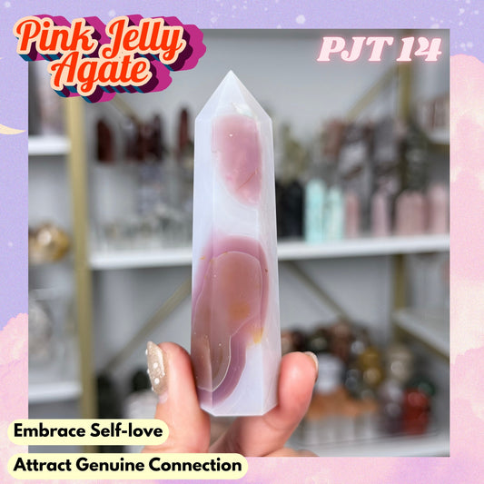 Pink Jelly Agate Tower (Color-Enhanced Crystal) | PJT14