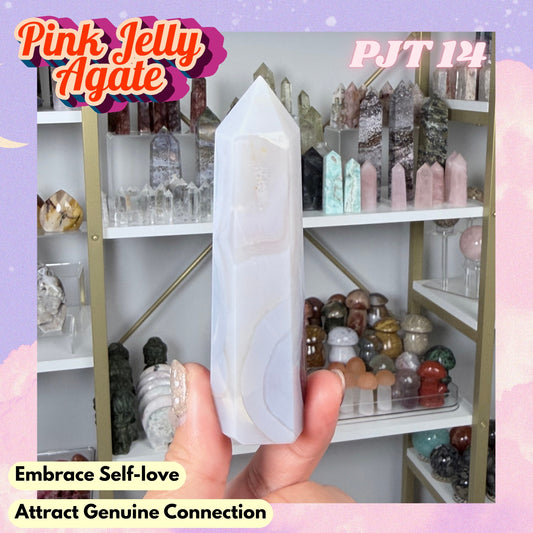 Pink Jelly Agate Tower (Color-Enhanced Crystal) | PJT14