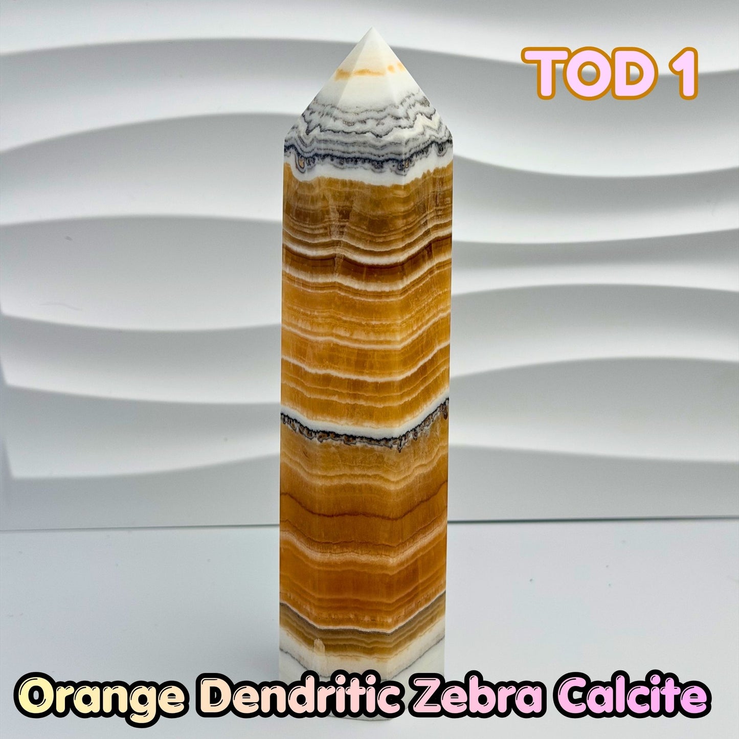 Orange Dedritic Zebra Calcite Obelisk Tower | TOD1