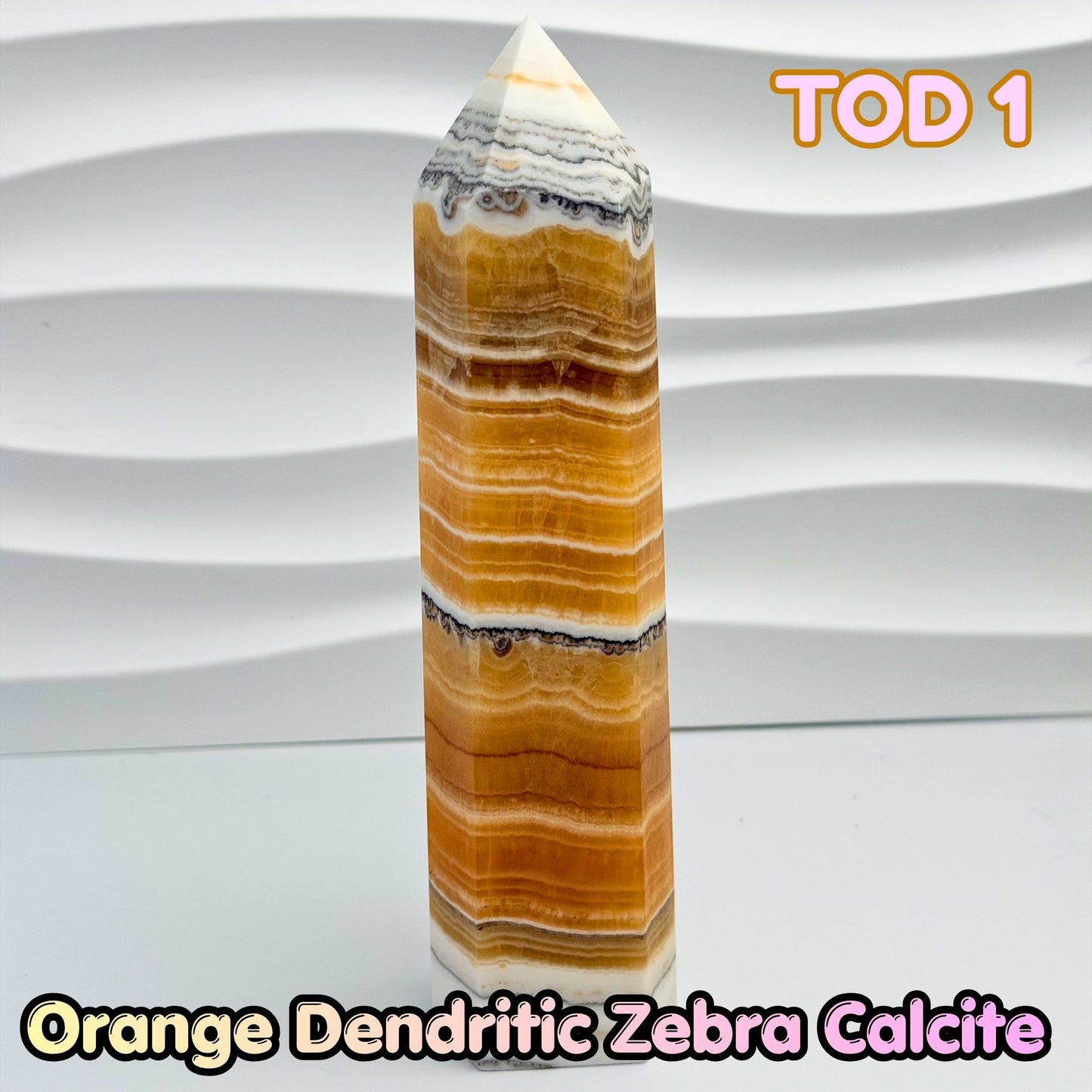 Orange Dedritic Zebra Calcite Obelisk Tower | TOD1