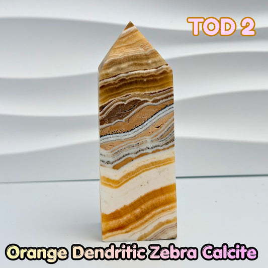 Orange Dedritic Zebra Calcite Obelisk Tower | TOD2
