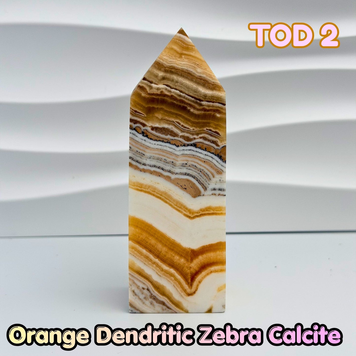 Orange Dedritic Zebra Calcite Obelisk Tower | TOD2