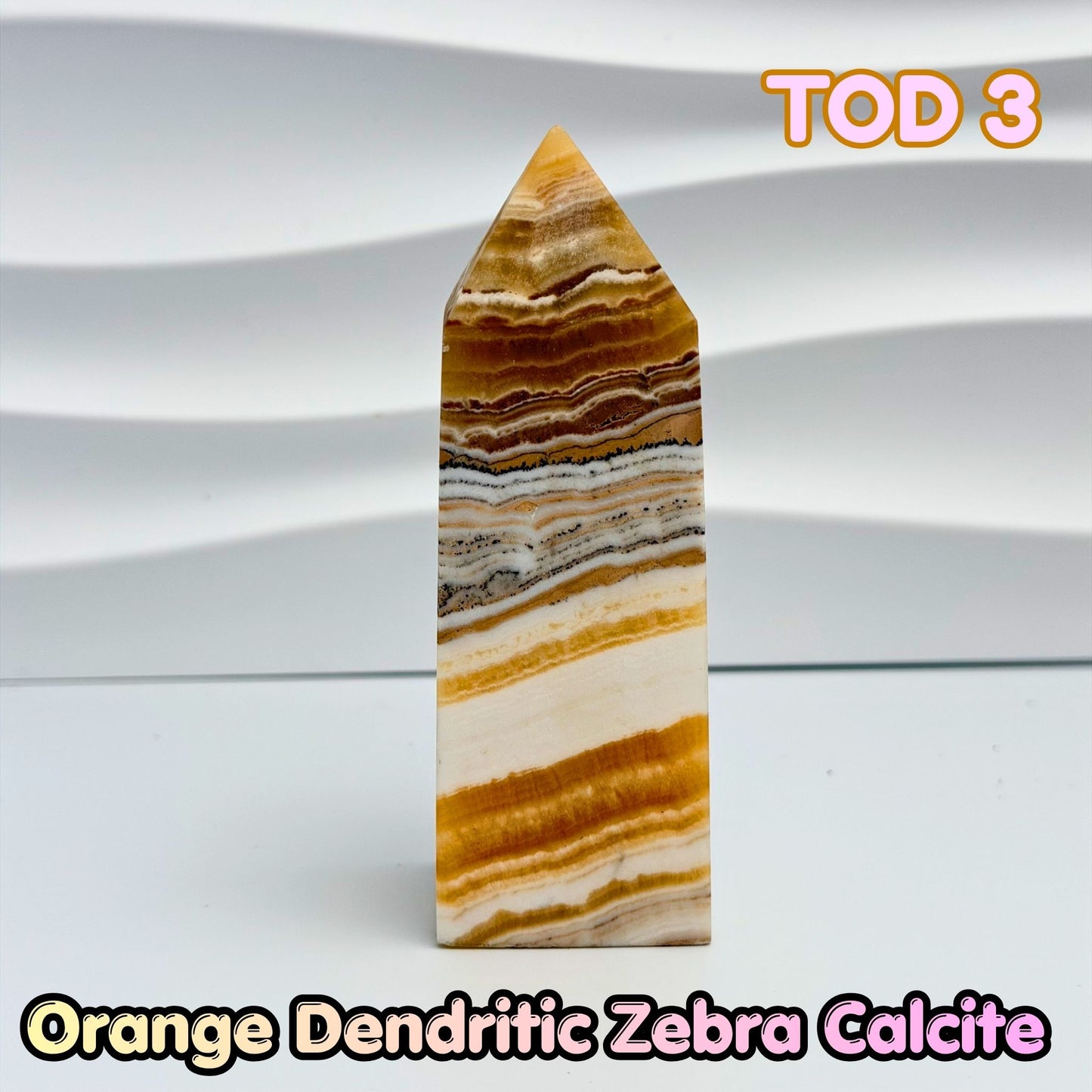 Orange Dedritic Zebra Calcite Obelisk Tower | TOD3