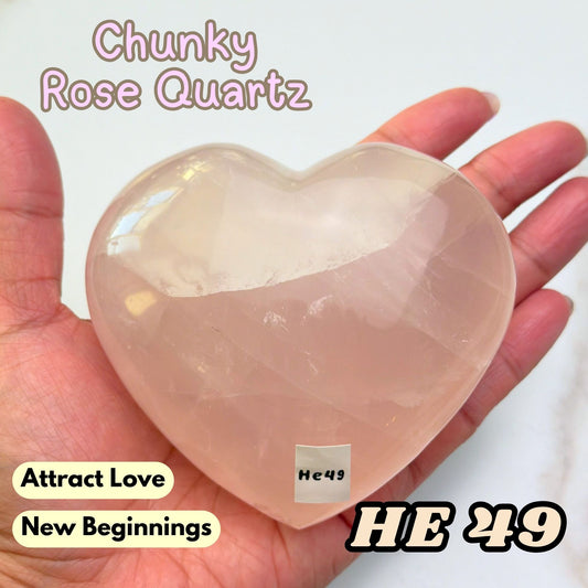 Rose Quartz Heart Crystal Carving | He49