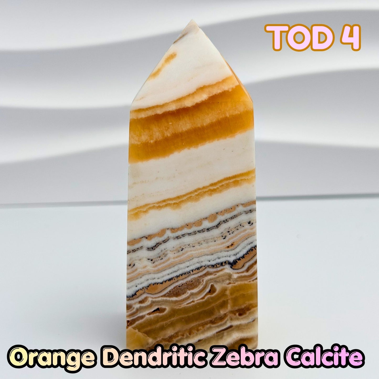 Orange Dedritic Zebra Calcite Obelisk Tower | TOD4
