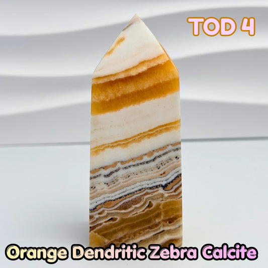 Orange Dedritic Zebra Calcite Obelisk Tower | TOD4