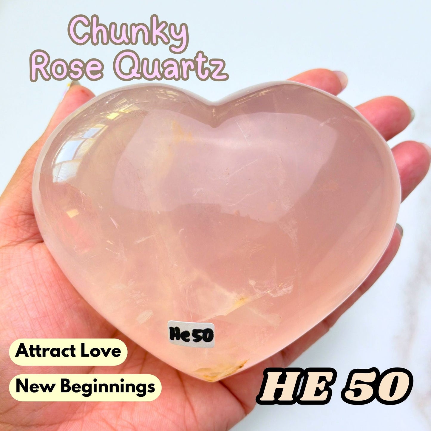 Rose Quartz Heart Crystal Carving | He50