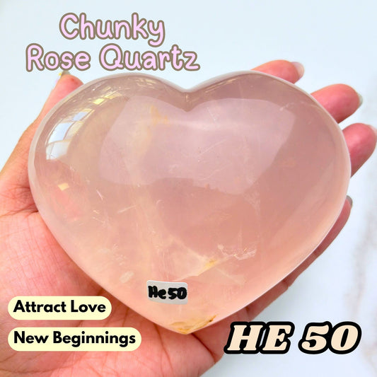 Rose Quartz Heart Crystal Carving | He50