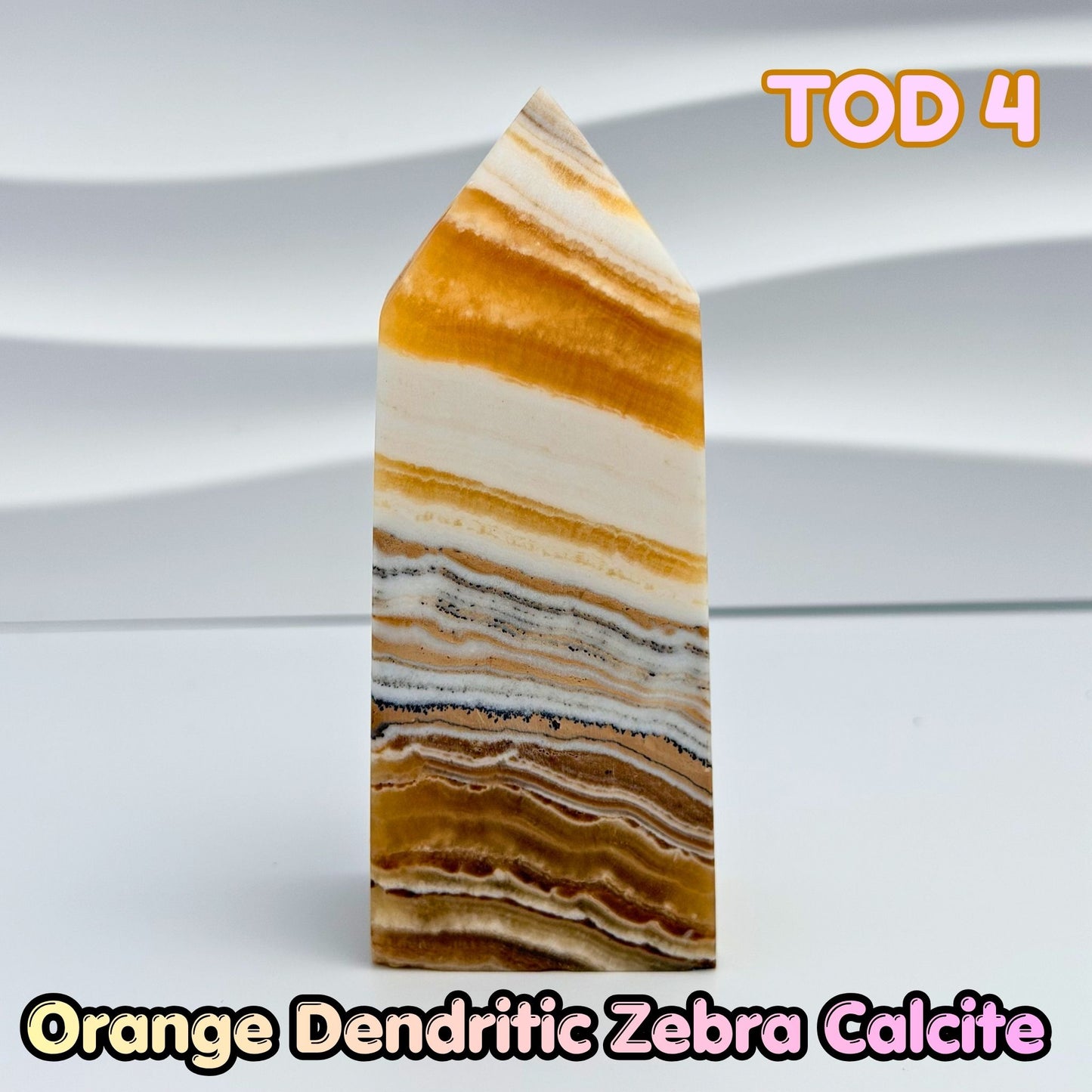 Orange Dedritic Zebra Calcite Obelisk Tower | TOD4