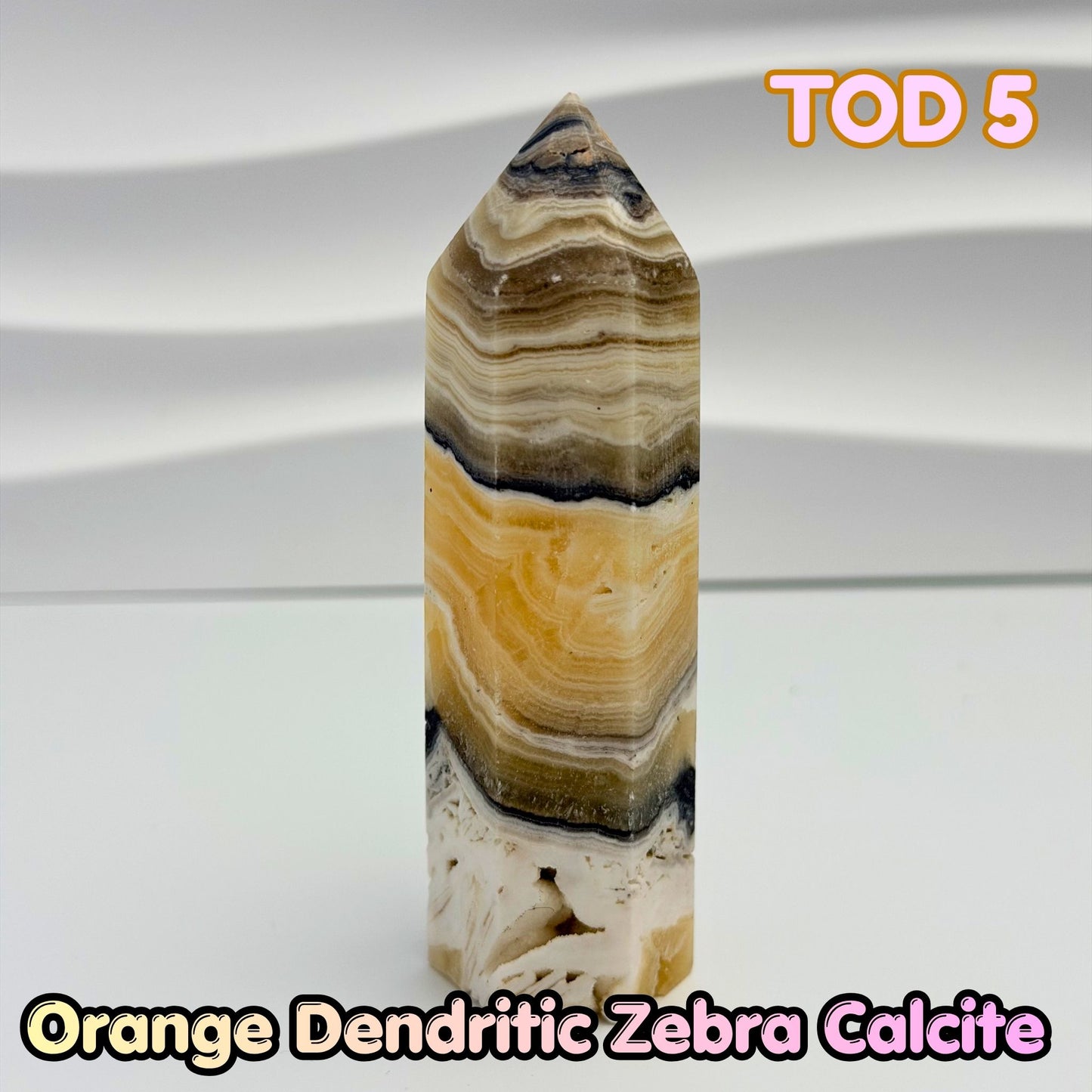 Orange Dedritic Zebra Calcite Obelisk Tower | TOD5