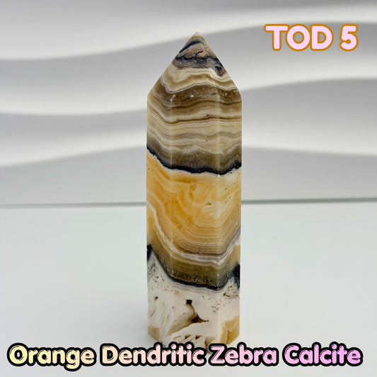 Orange Dedritic Zebra Calcite Obelisk Tower | TOD5