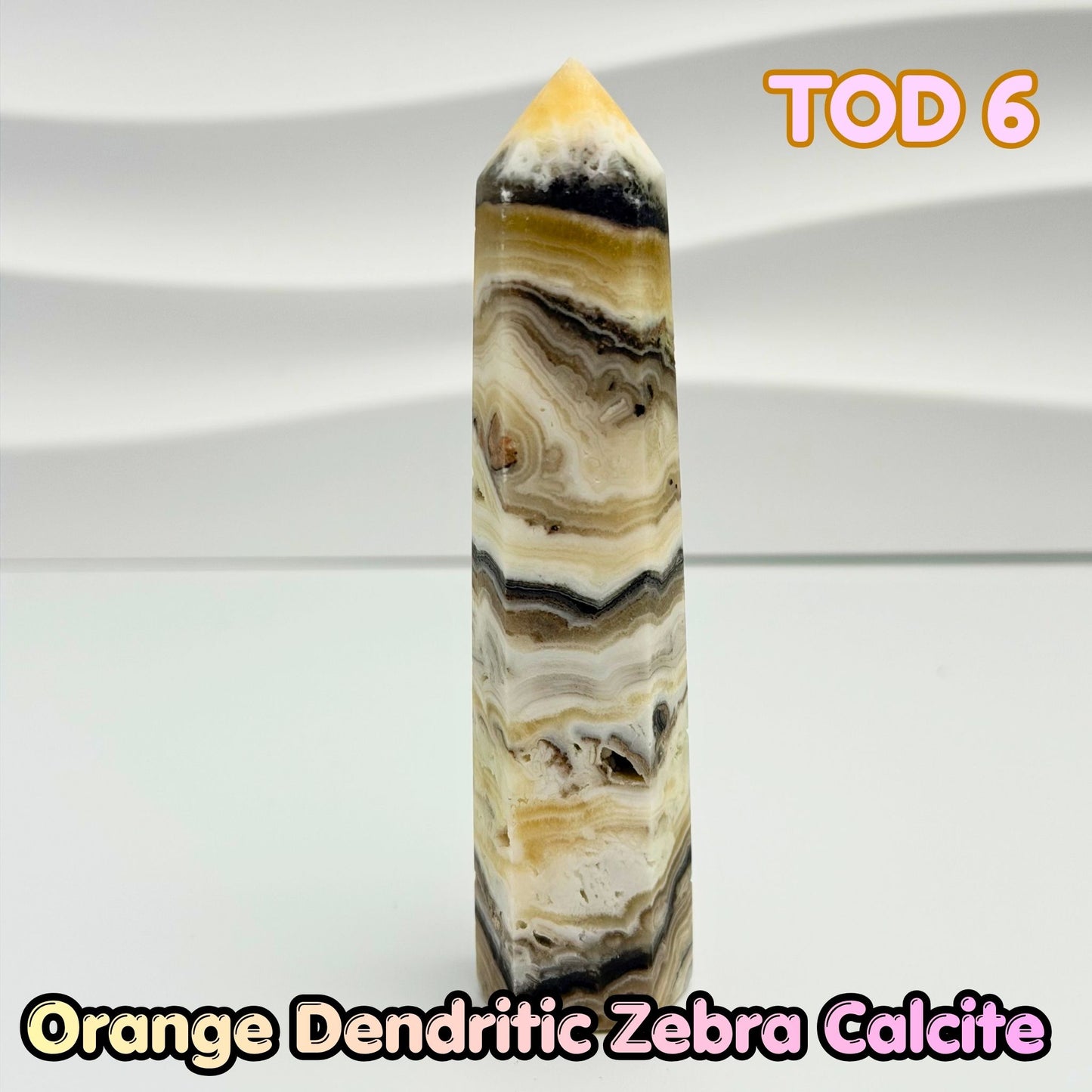 Orange Dedritic Zebra Calcite Obelisk Tower | TOD6