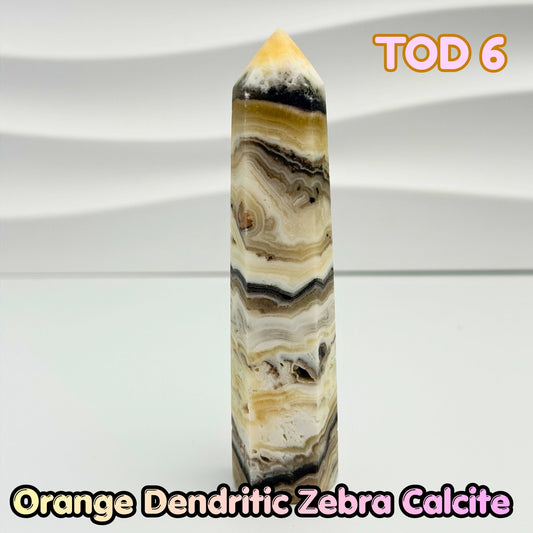 Orange Dedritic Zebra Calcite Obelisk Tower | TOD6