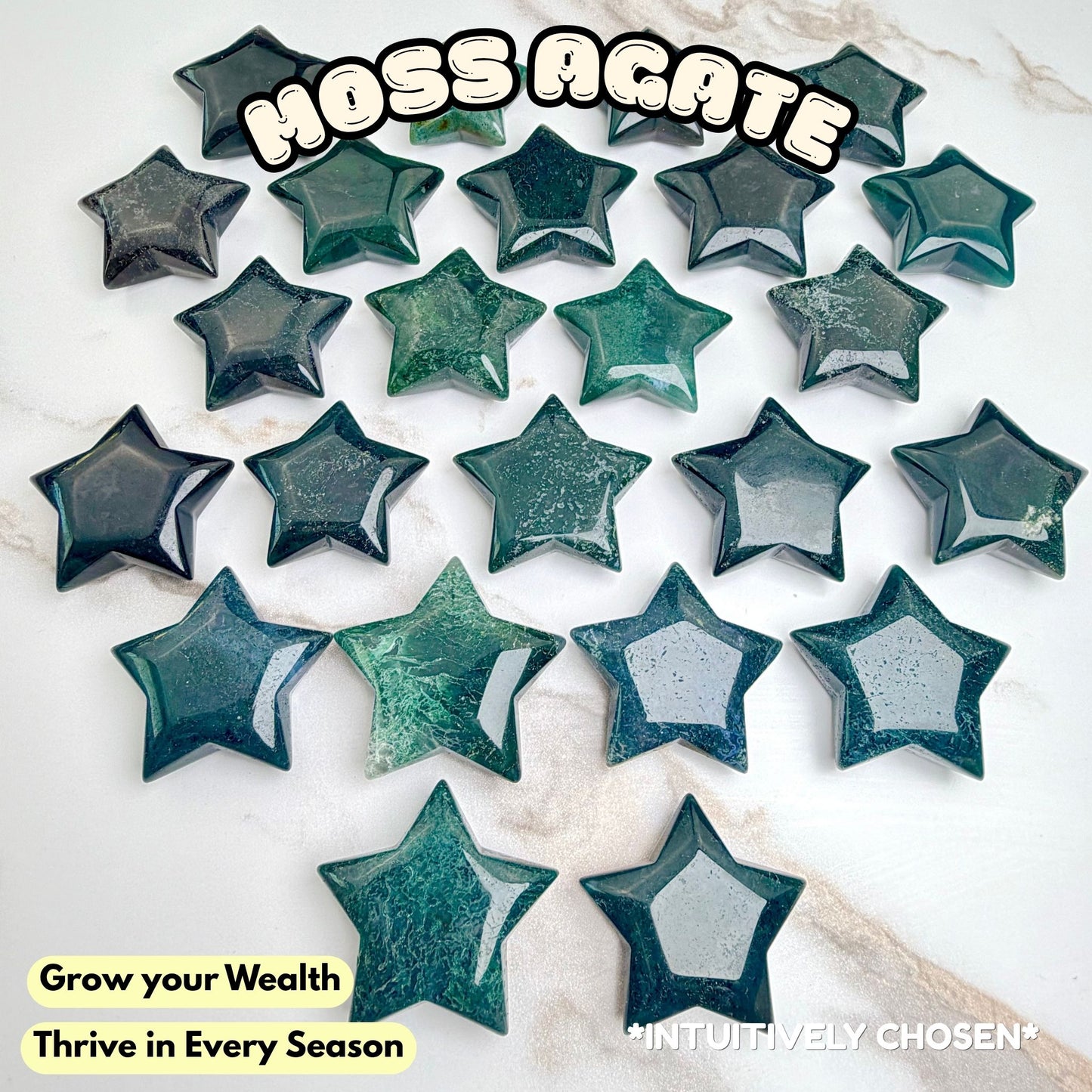 Moss Agate Star Carving