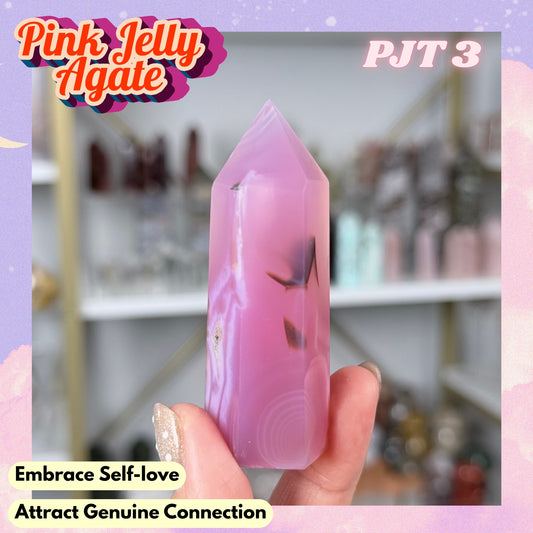 Pink Jelly Agate Tower (Color-Enhanced Crystal) | PJT3
