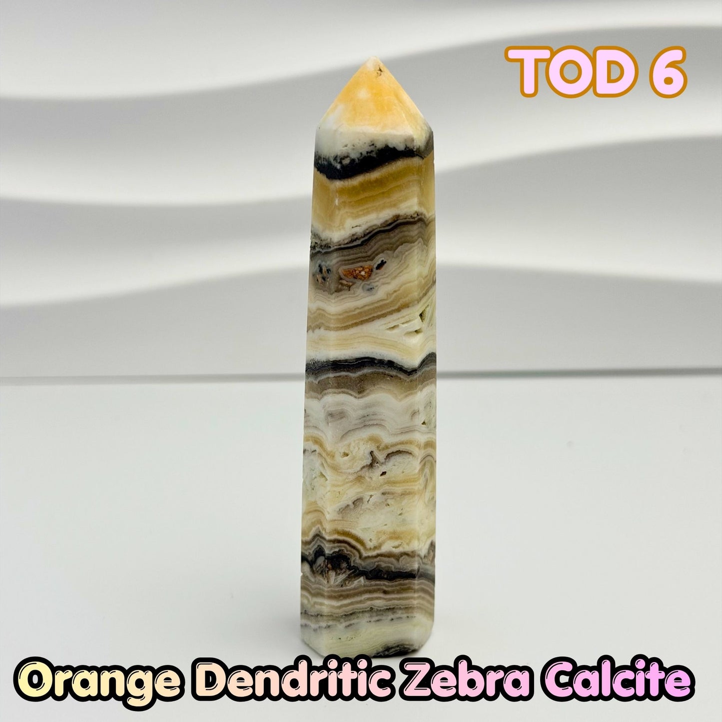 Orange Dedritic Zebra Calcite Obelisk Tower | TOD6
