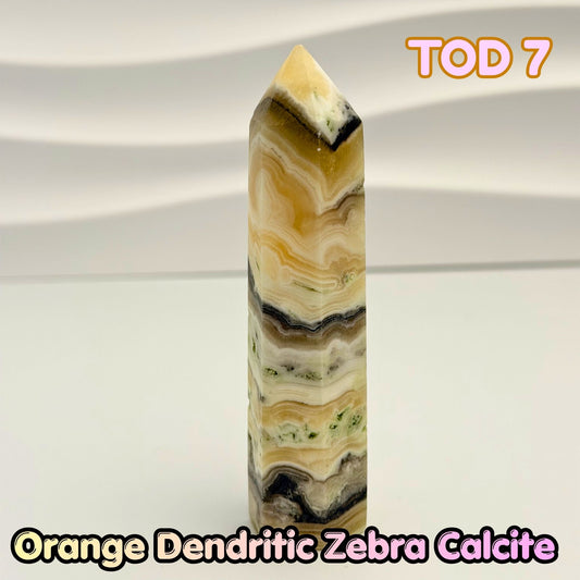 Orange Dedritic Zebra Calcite Obelisk Tower | TOD7