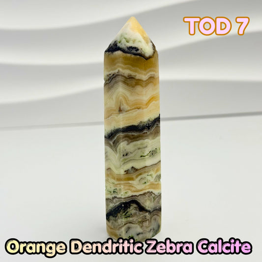 Orange Dedritic Zebra Calcite Obelisk Tower | TOD7