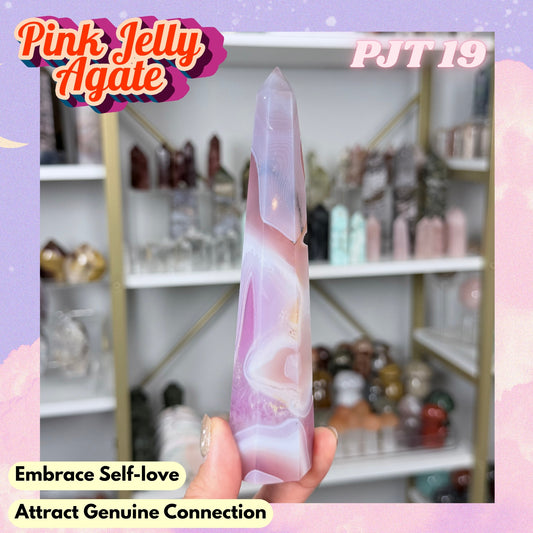Pink Jelly Agate Tower (Color-Enhanced Crystal)| PJT19