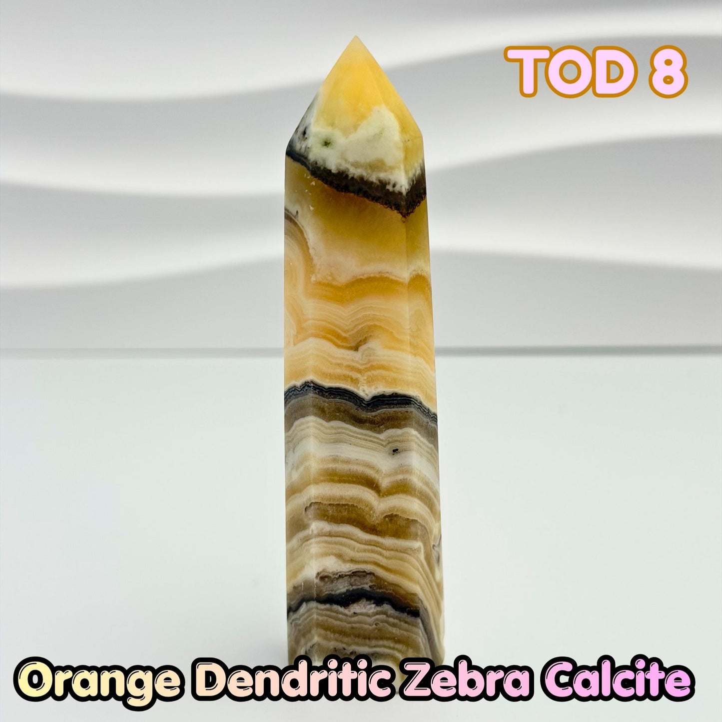 Orange Dedritic Zebra Calcite Obelisk Tower | TOD8
