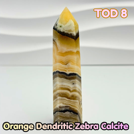 Orange Dedritic Zebra Calcite Obelisk Tower | TOD8