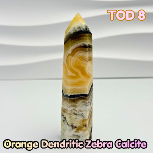 Orange Dedritic Zebra Calcite Obelisk Tower | TOD8