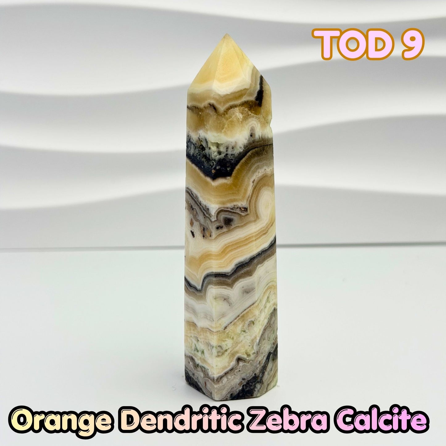 Orange Dedritic Zebra Calcite Obelisk Tower | TOD9