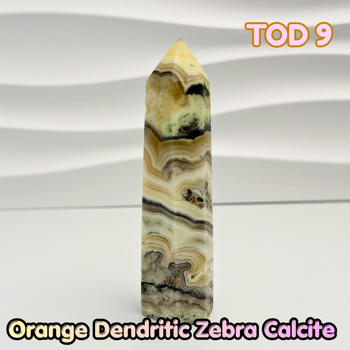 Orange Dedritic Zebra Calcite Obelisk Tower | TOD9