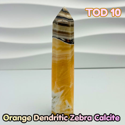 Orange Dedritic Zebra Calcite Obelisk Tower | TOD10