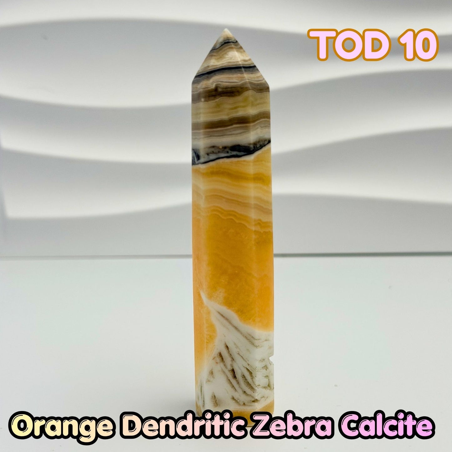 Orange Dedritic Zebra Calcite Obelisk Tower | TOD10