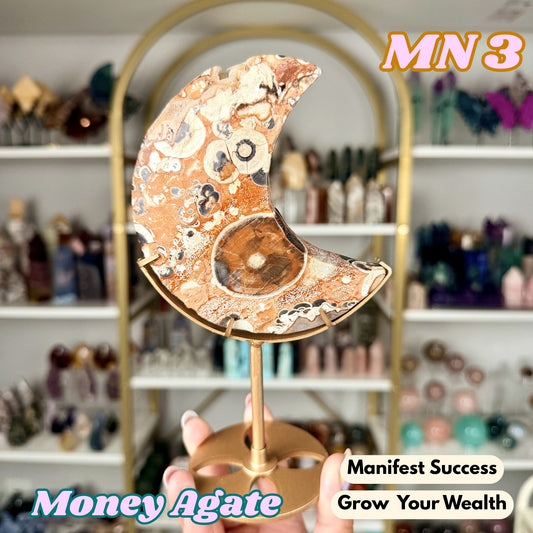 Money Agate Moon on Stand | MN3