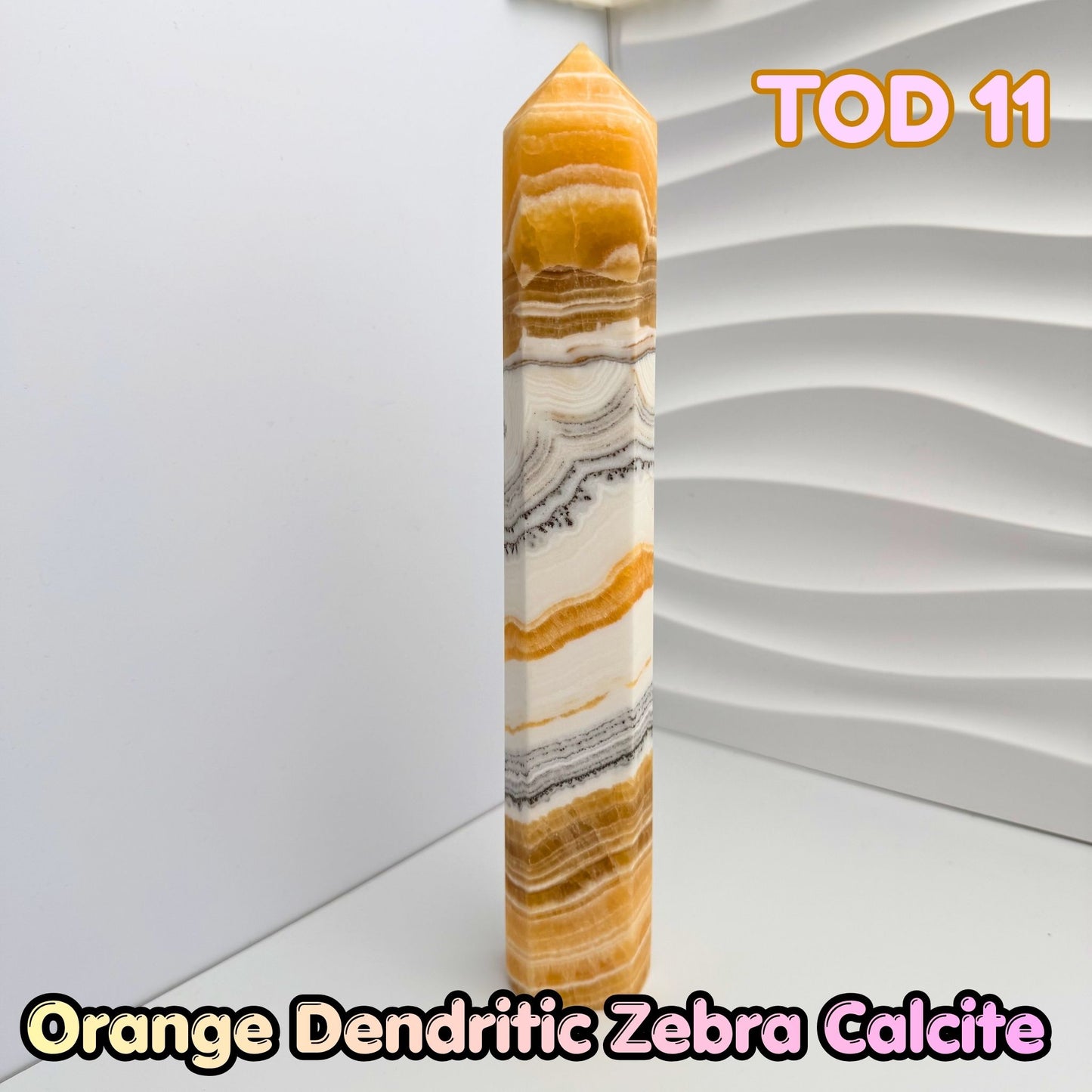 Orange Dedritic Zebra Calcite Obelisk Tower | TOD11