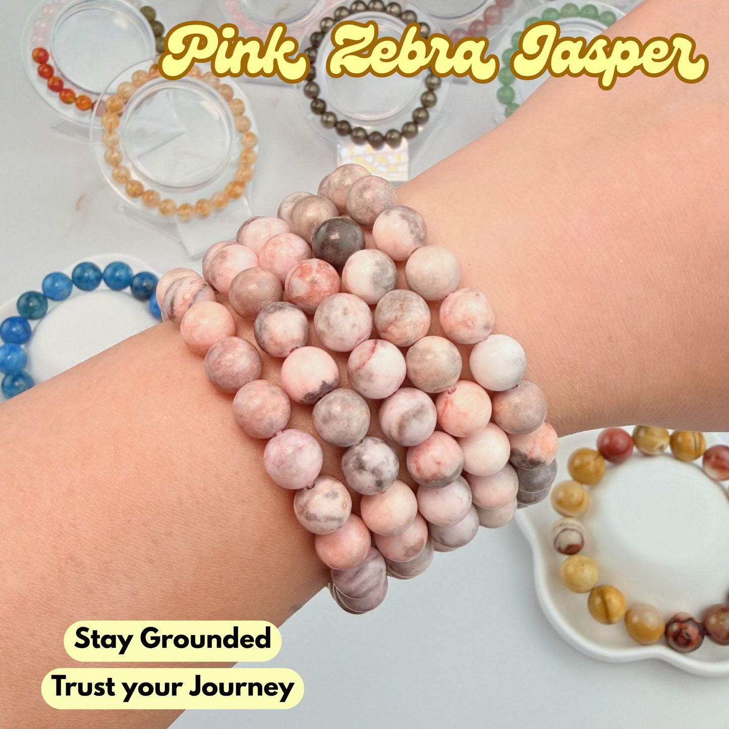 Pink Zebra Jasper 8mm Bracelet
