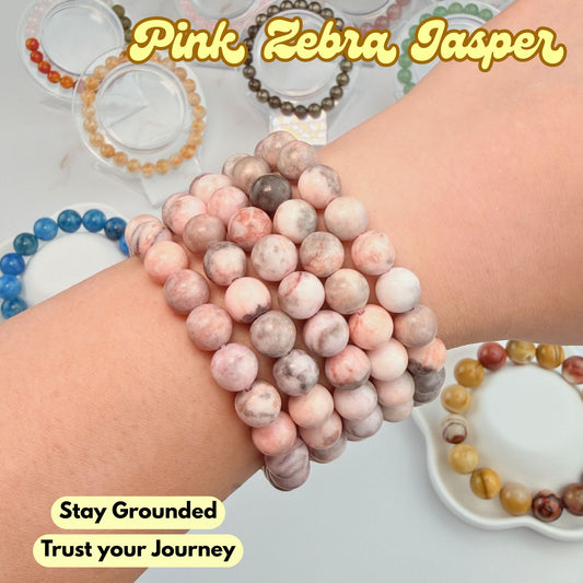 Pink Zebra Jasper 8mm Bracelet
