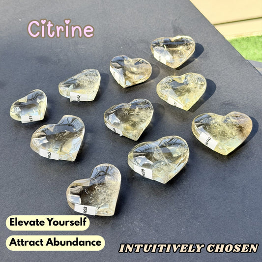 Citrine Heart Crystal Carving | Intuitively Chosen
