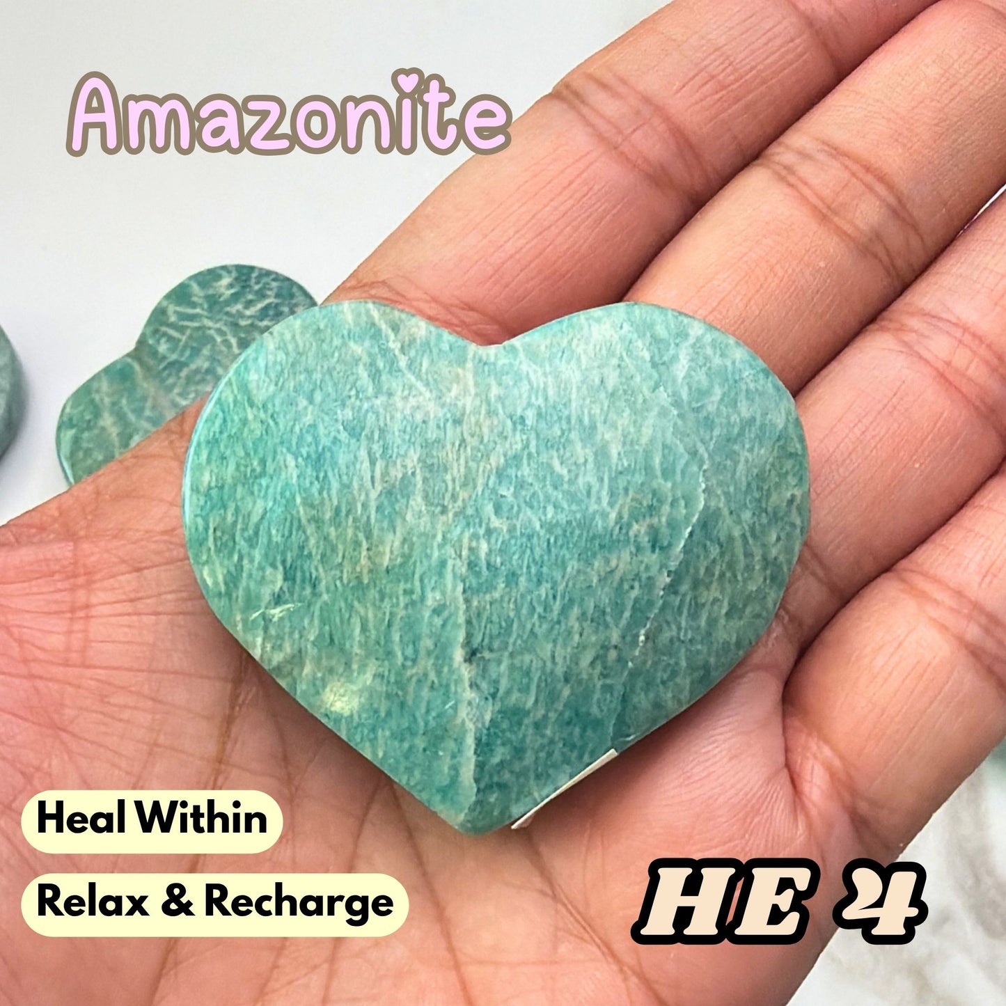 Amazonite Heart Crystal Carving | He4