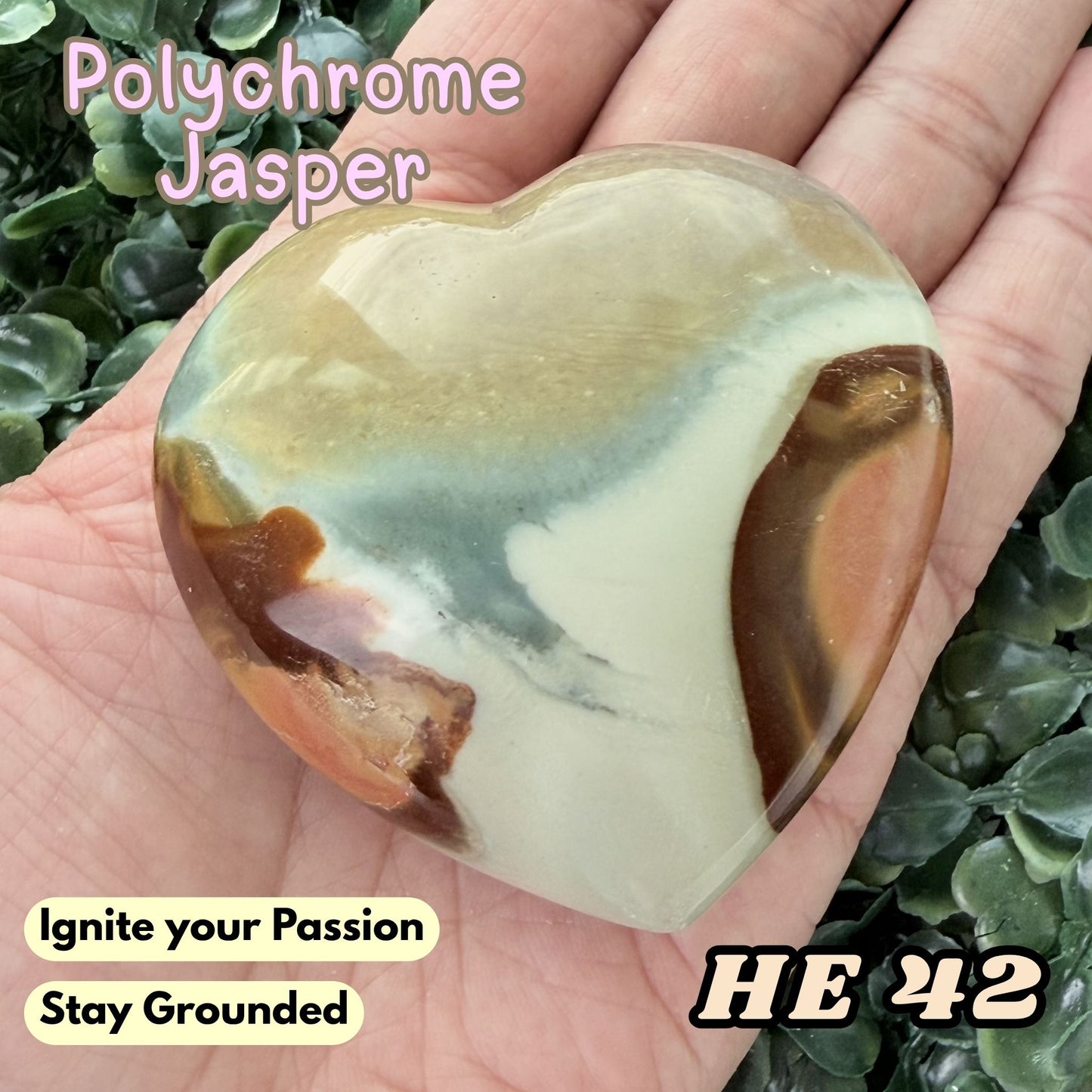 Polychrome Jasper Heart Crystal Carving | He 42