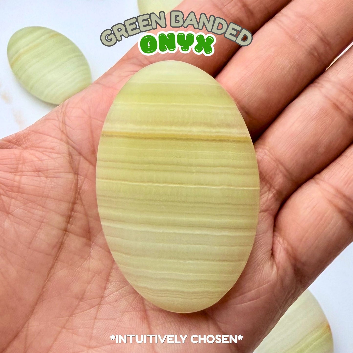 Green Banded Onyx Palm Stone | Intuitively Chosen