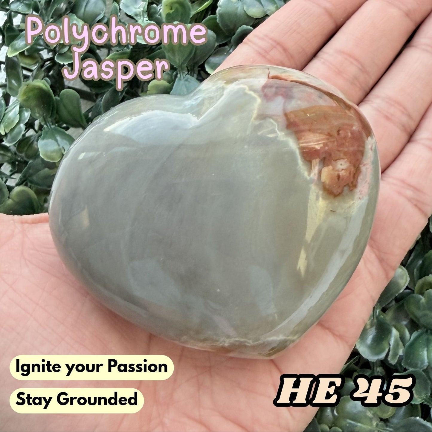 Polychrome Jasper Heart Crystal Carving | He 45