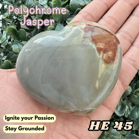 Polychrome Jasper Heart Crystal Carving | He 45