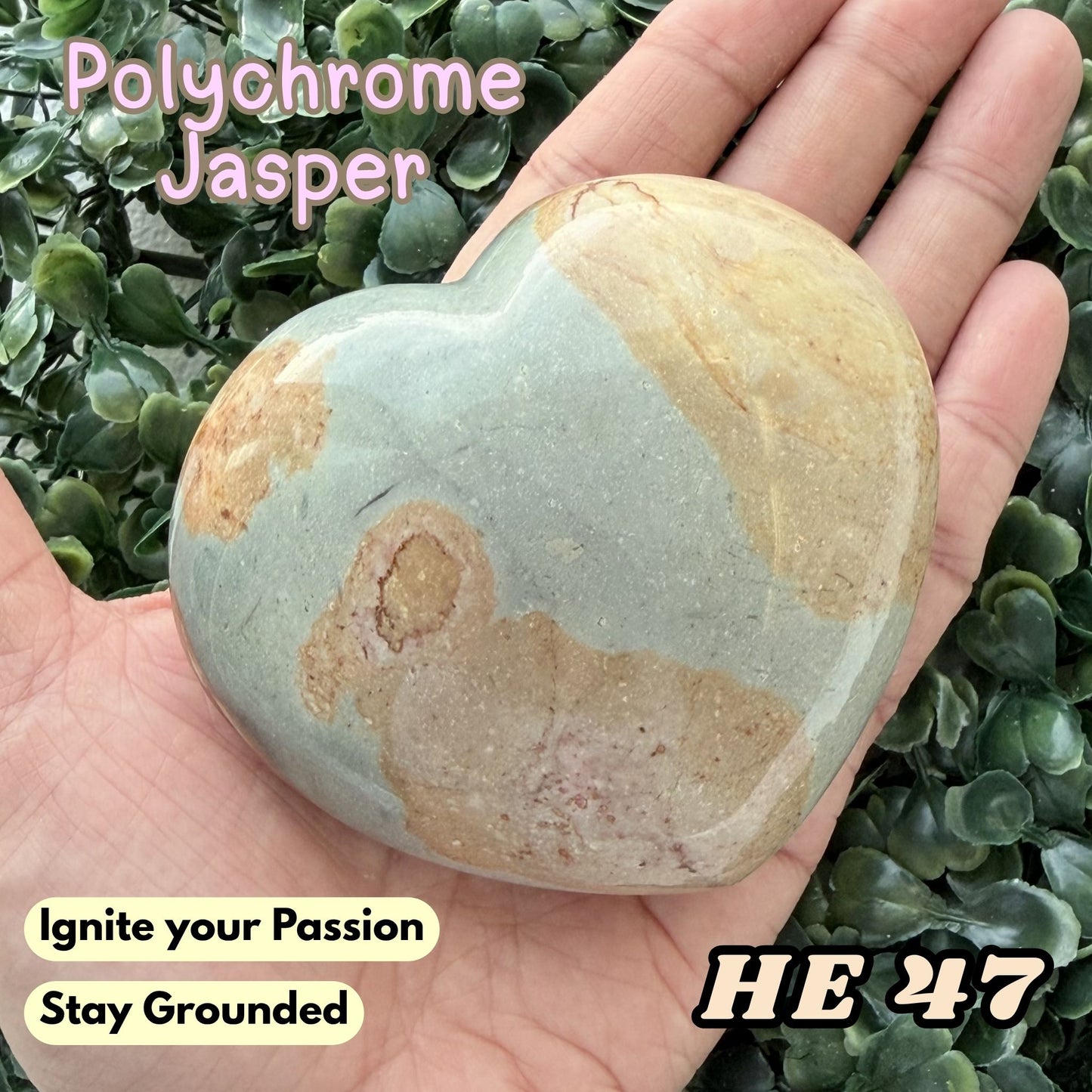 Polychrome Jasper Heart Crystal Carving | He 47