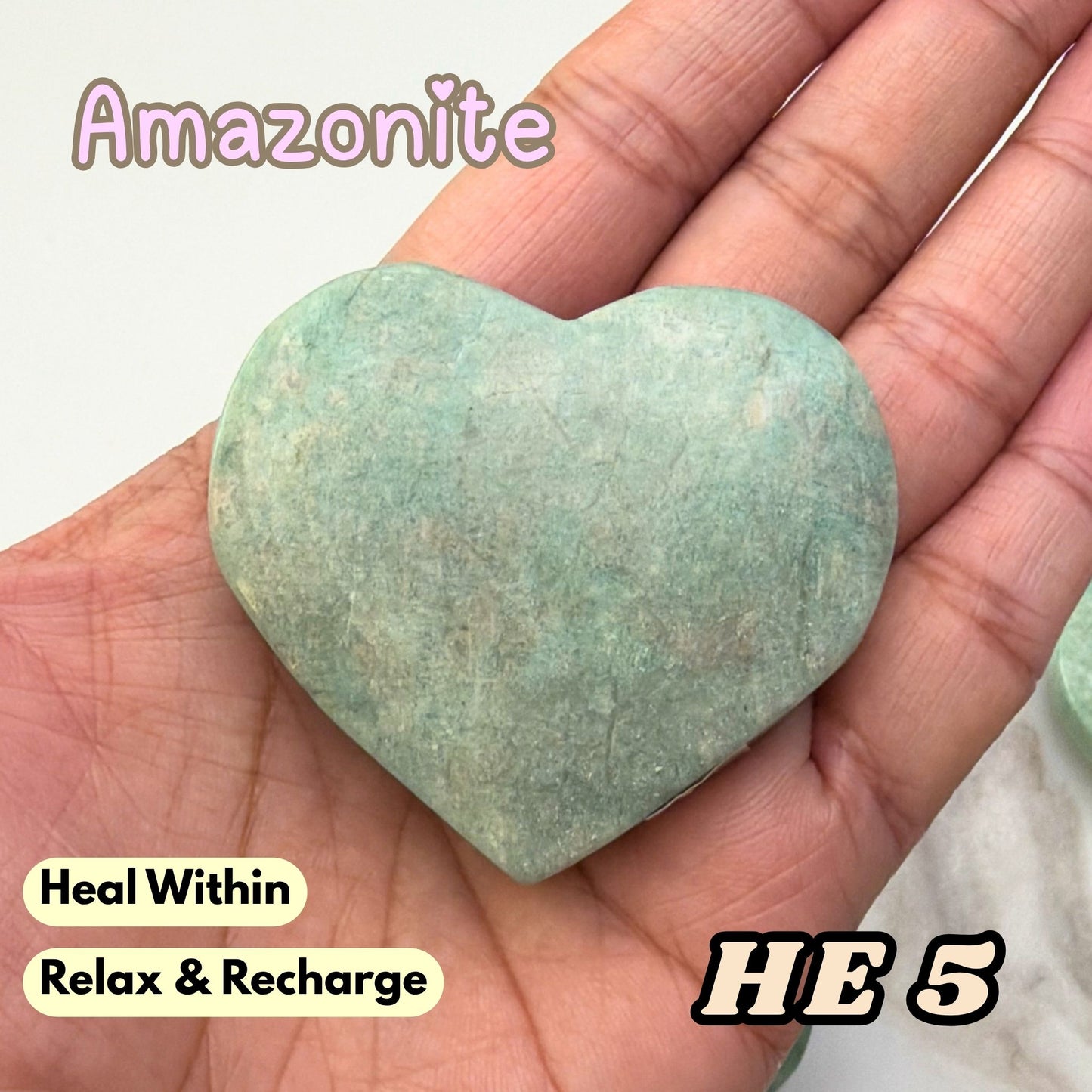 Amazonite Heart Crystal Carving | He5